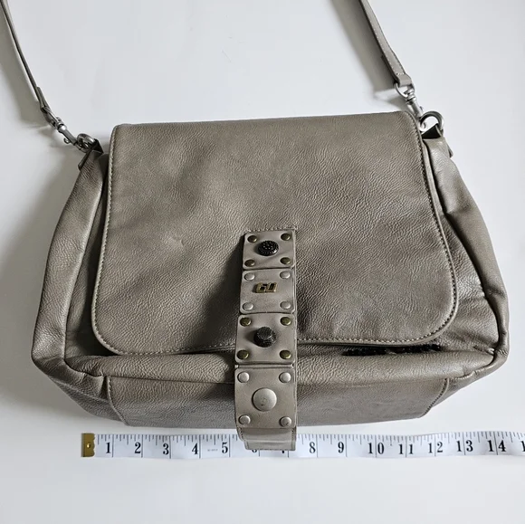 Miss Sixty Gray Leather Shoulder Bag 2000's y2k - Picture 6 of 11